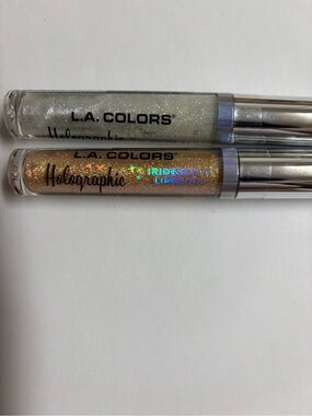 L.A. COLORS Holographic Iridescent Lip Gloss Duo - Silver & Gold